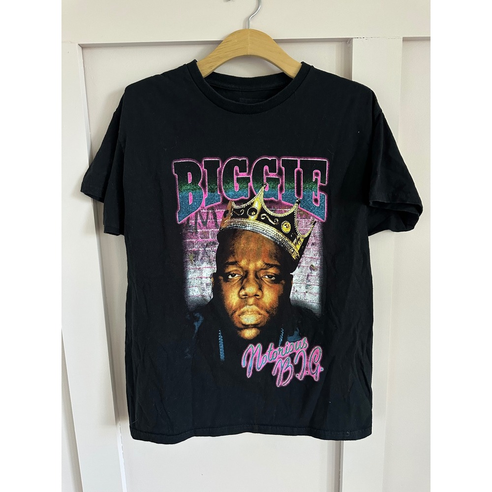 Notorious B.I.G. Biggie Smalls Crown Graphic T-Shirt Black Mens Medium